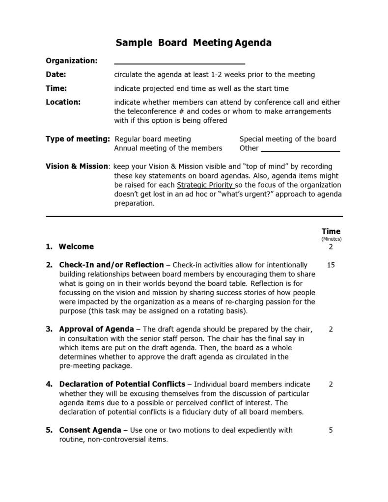 40 Board Meeting Agenda Templates (100% FREE) ᐅ TemplateLab