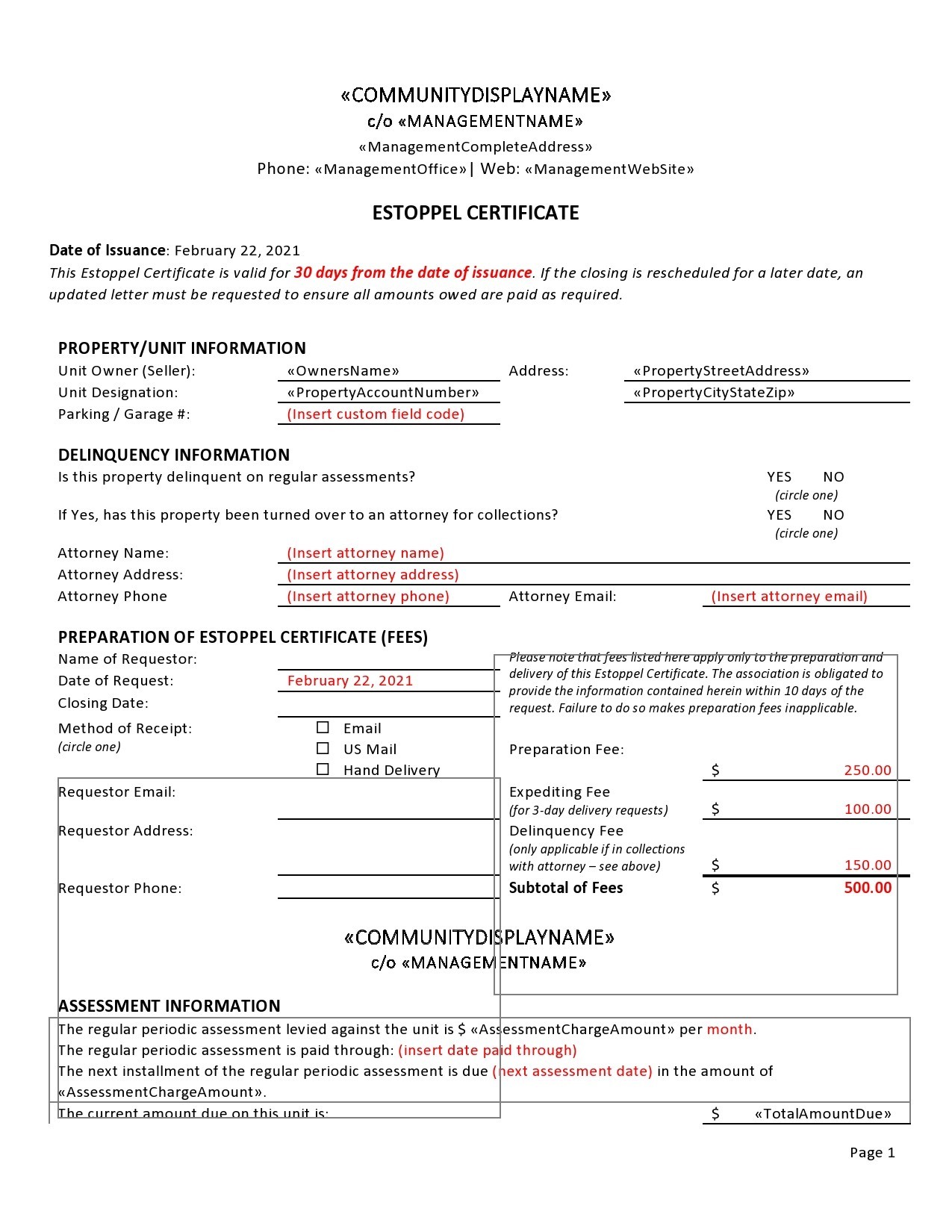 Free estoppel certificate form 14