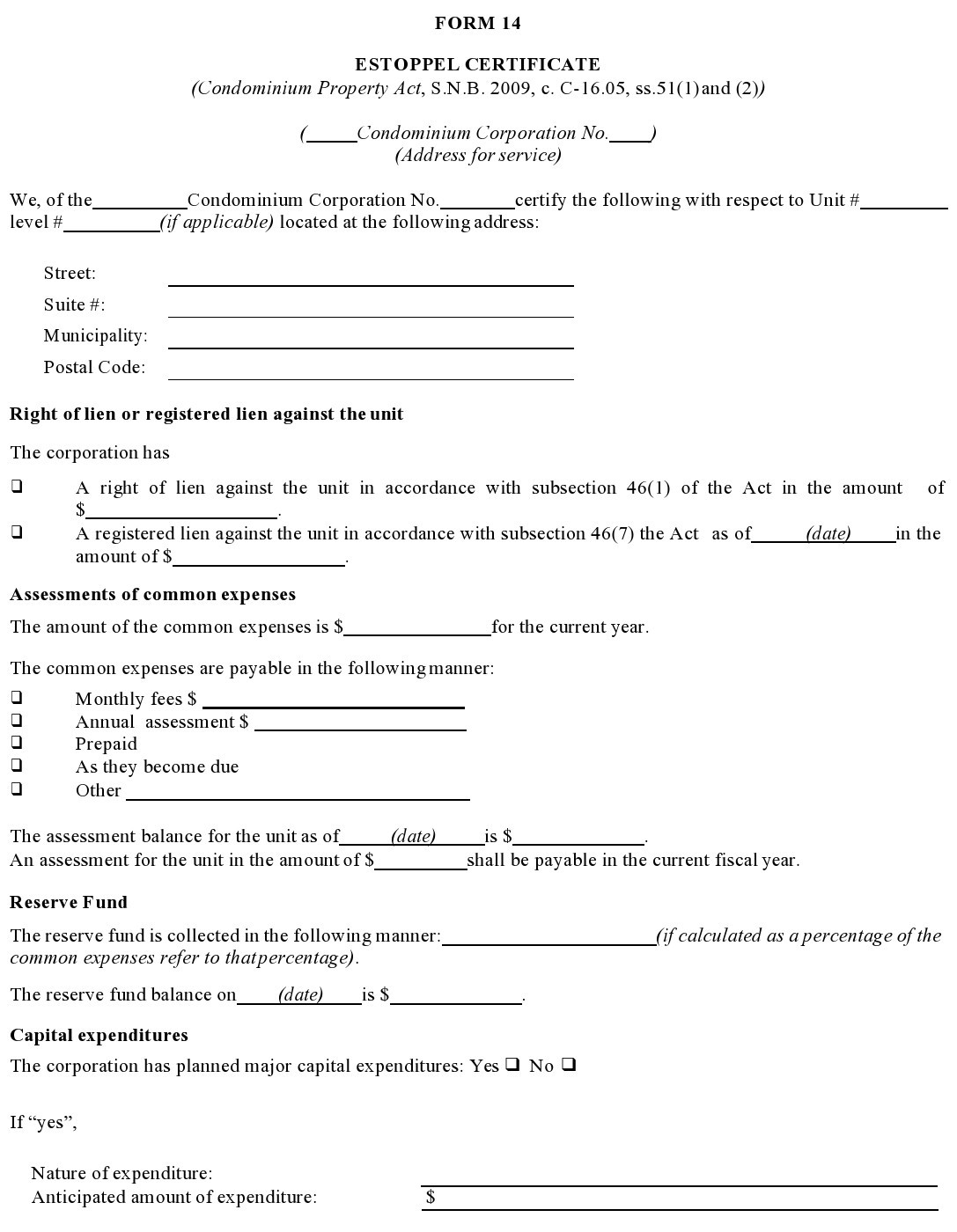 Free estoppel certificate form 22