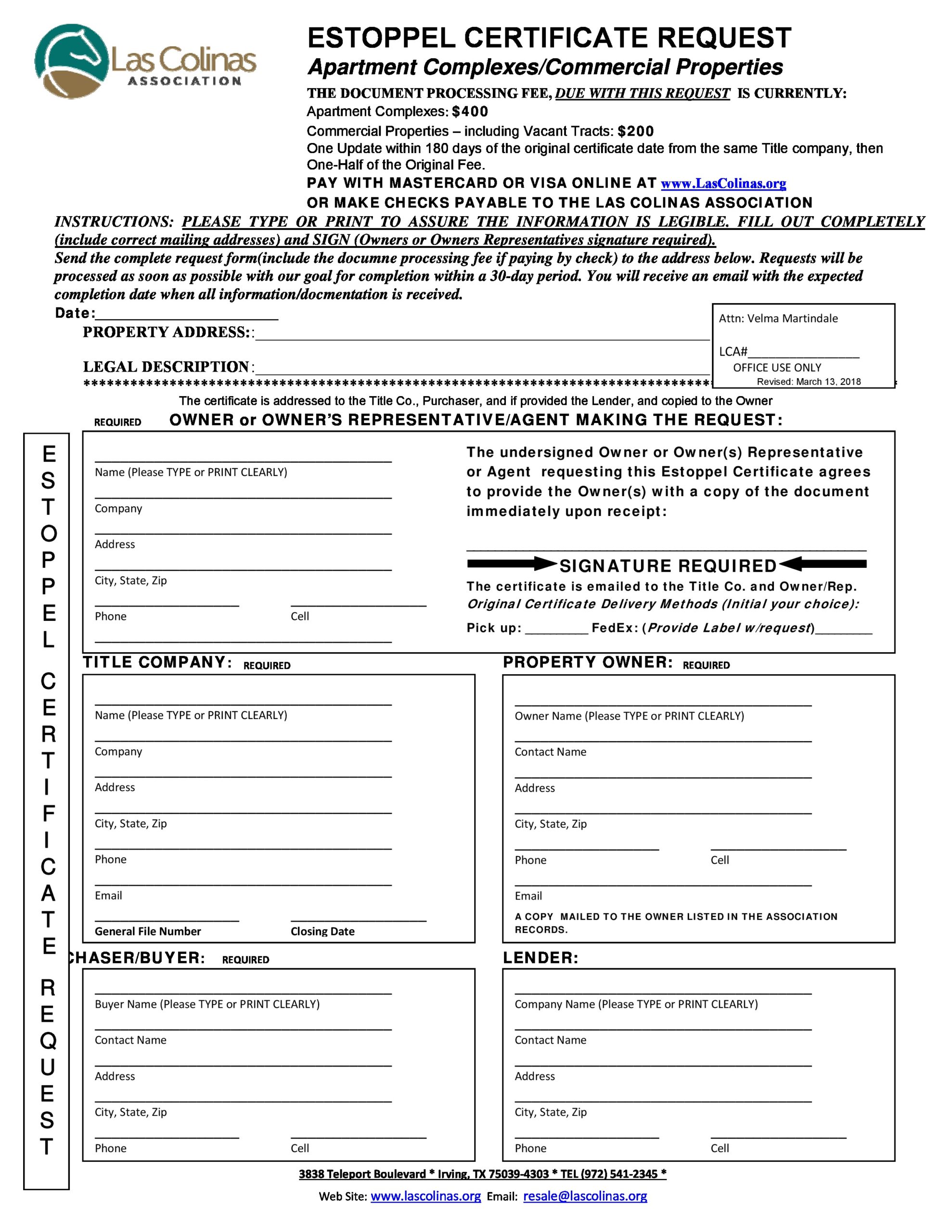 Free estoppel certificate form 23