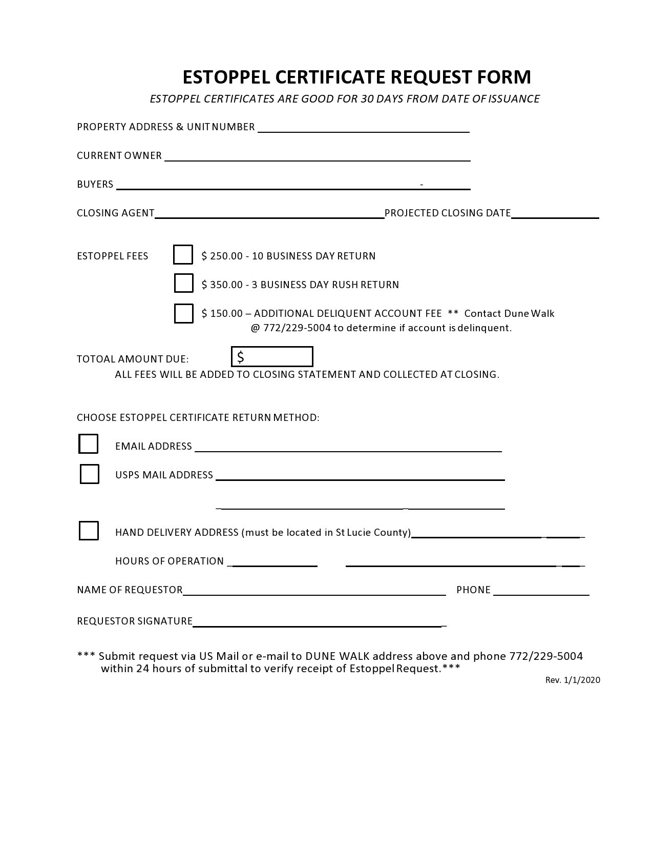 Free estoppel certificate form 27