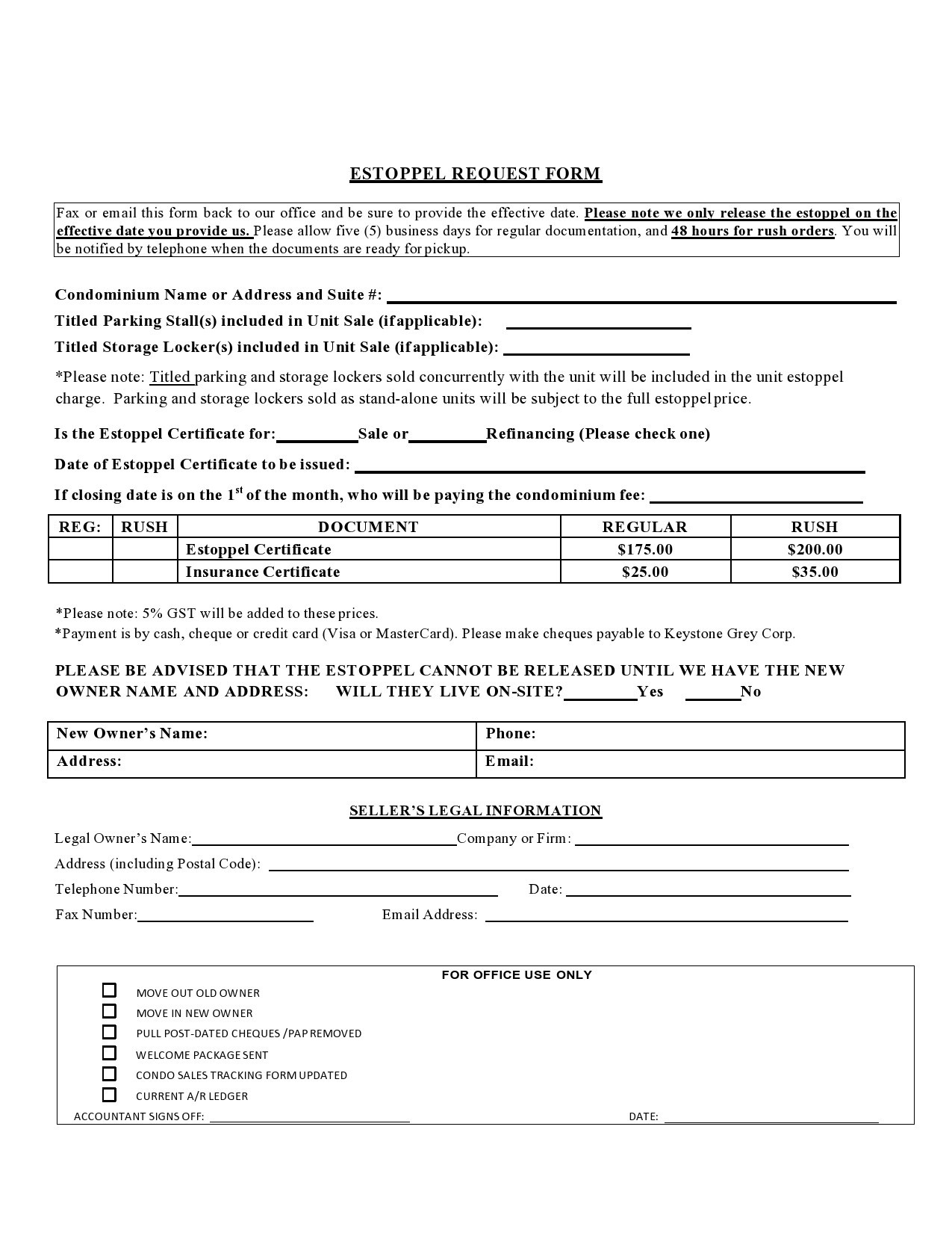 Free estoppel certificate form 28