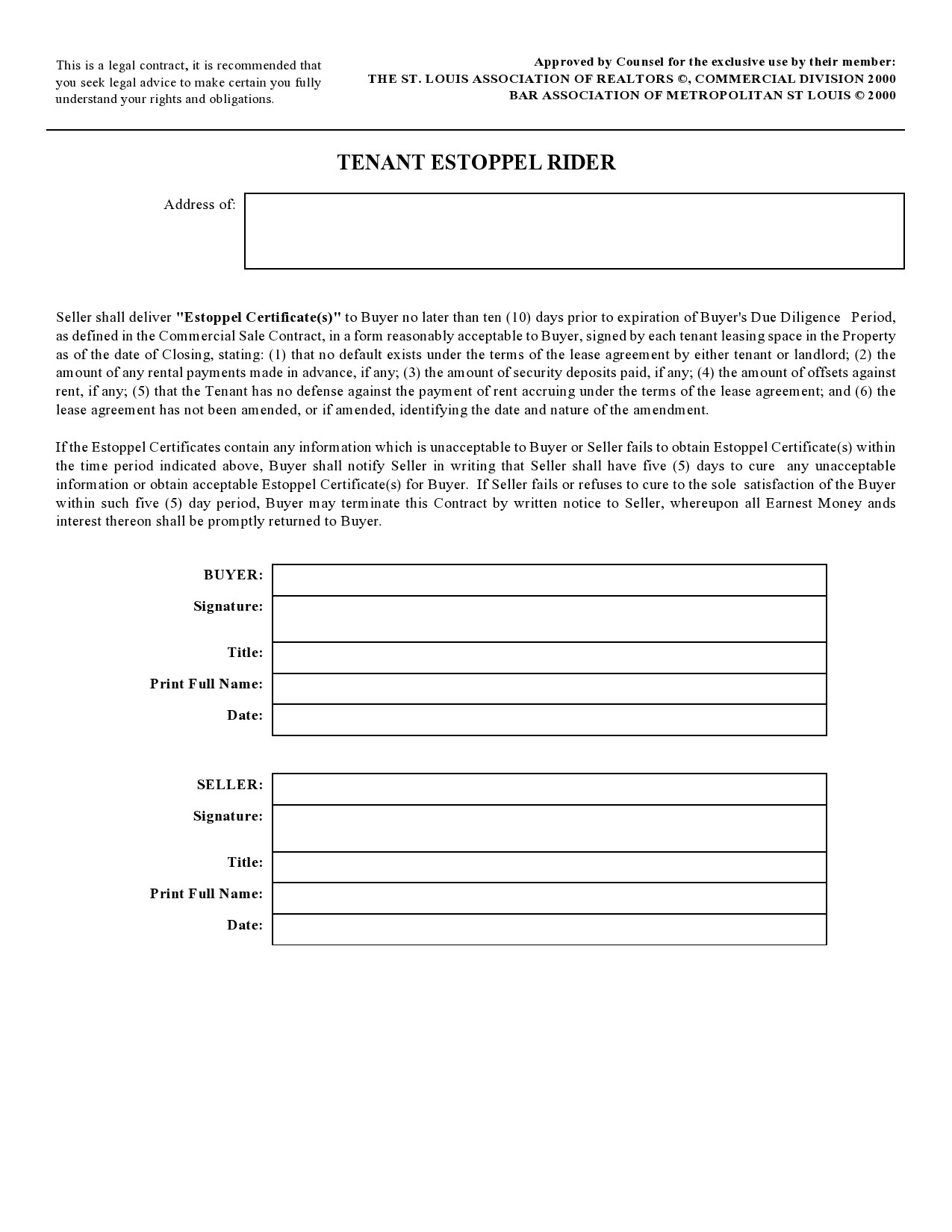 Free estoppel certificate form 33