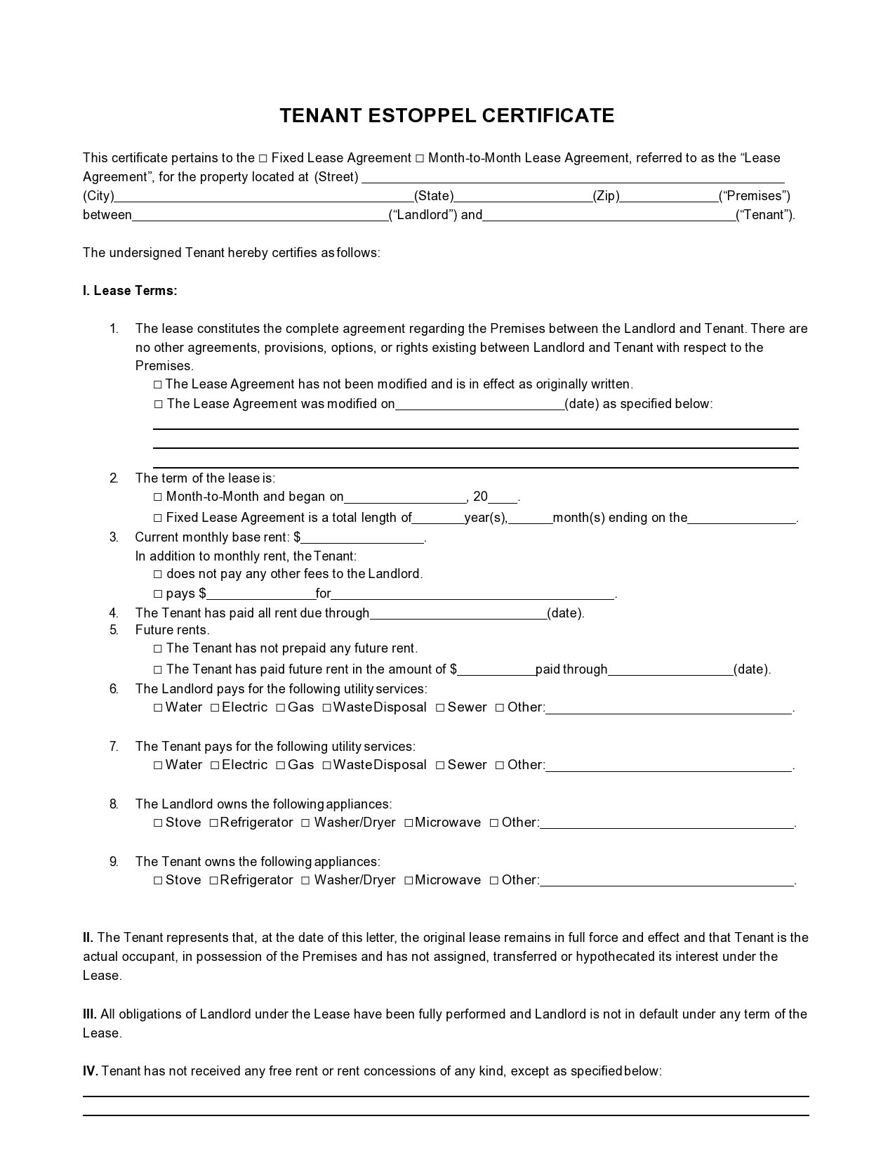 Free estoppel certificate form 36