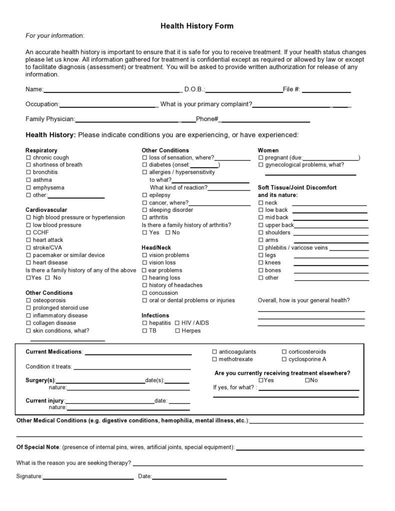 43 Medical Health History Forms [PDF, Word] ᐅ TemplateLab