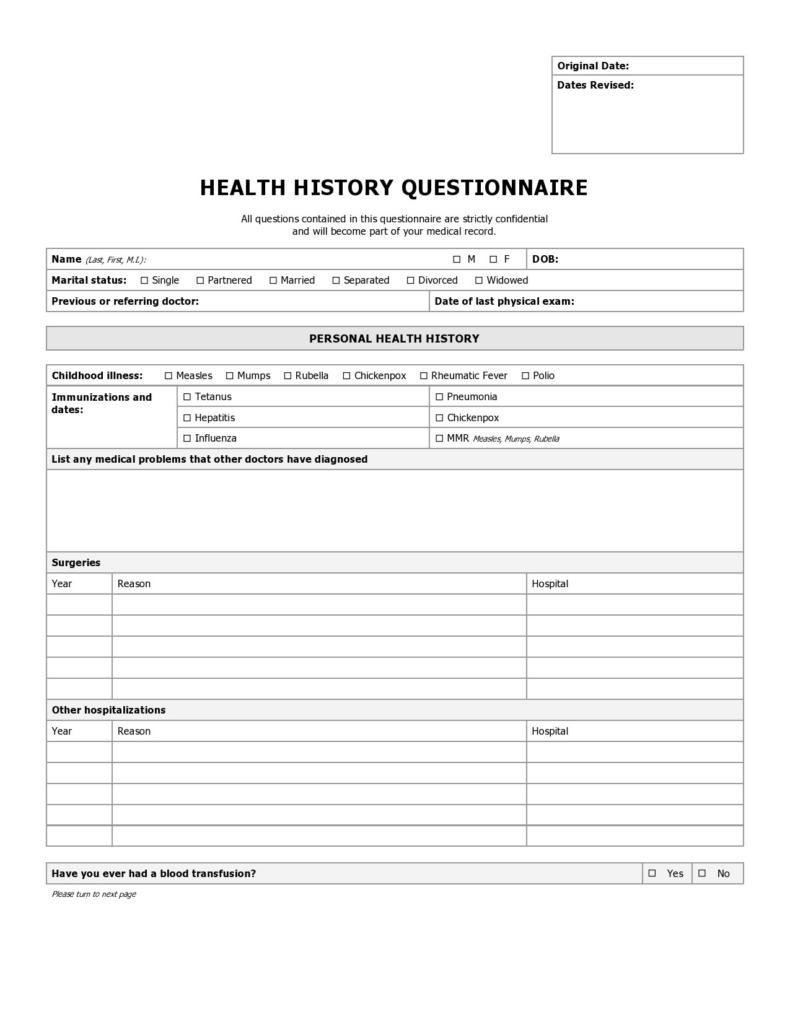 43 Medical Health History Forms [PDF, Word] ᐅ TemplateLab
