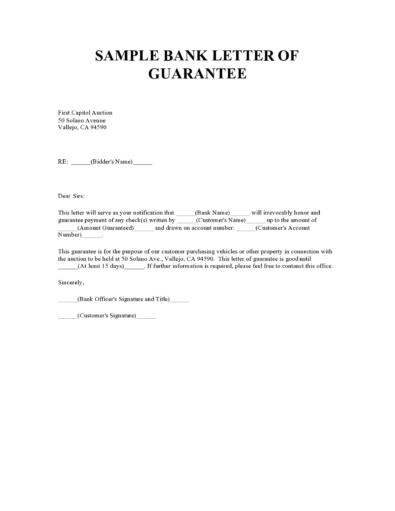 45 Professional Letter Of Guarantee Samples ᐅ TemplateLab 45 Professional Letter Of Guarantee Samples ᐅ TemplateLab