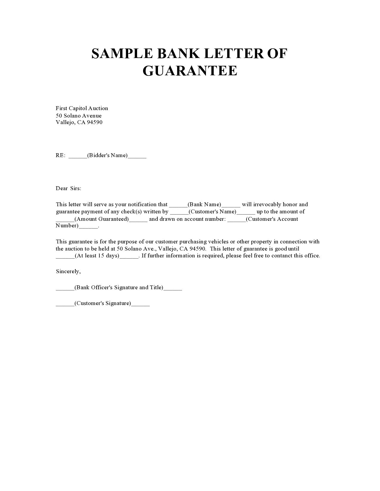 45 Professional Letter Of Guarantee Samples ᐅ TemplateLab