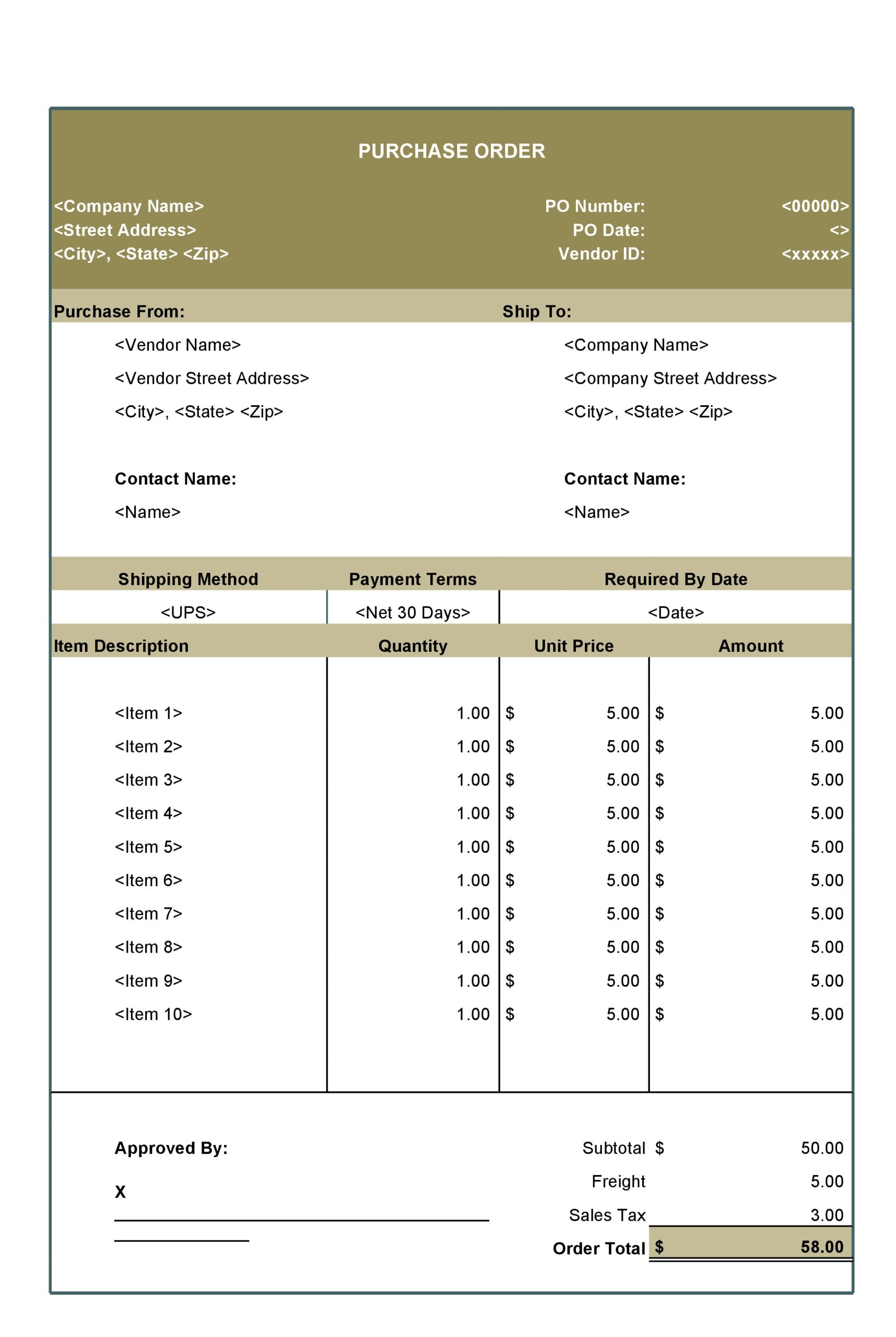 Purchase Order Receipt Template Doc