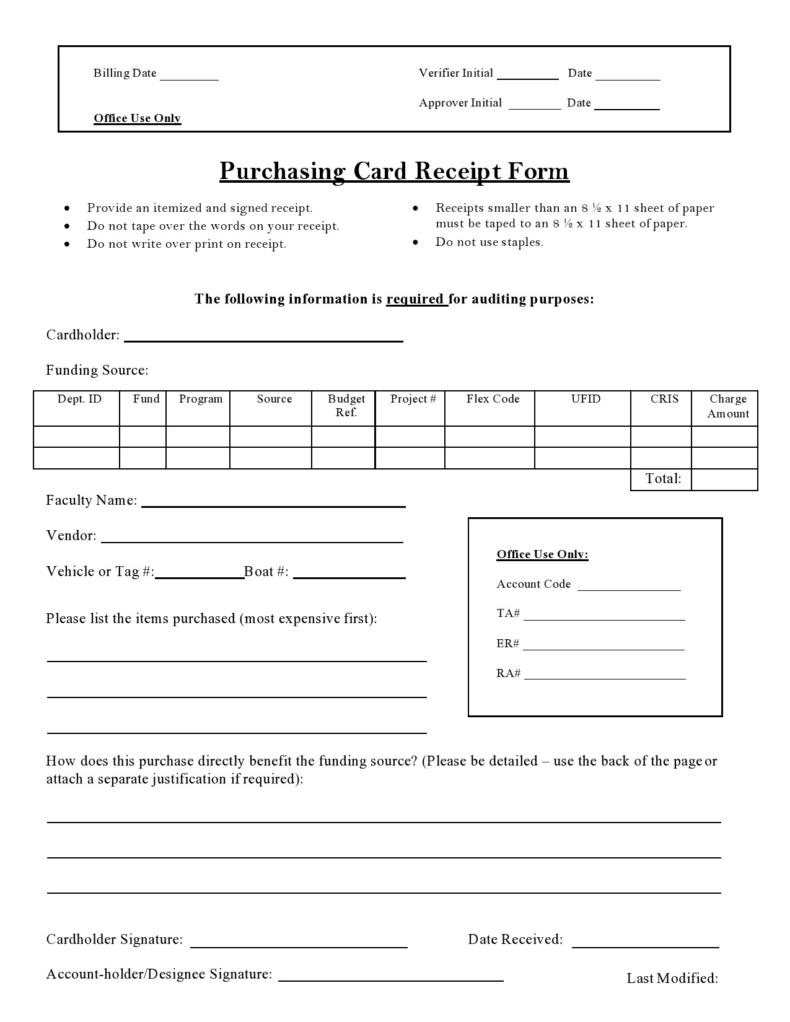 Purchase Receipt Template Pdf