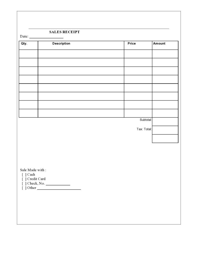 Purchase Receipt Template Word