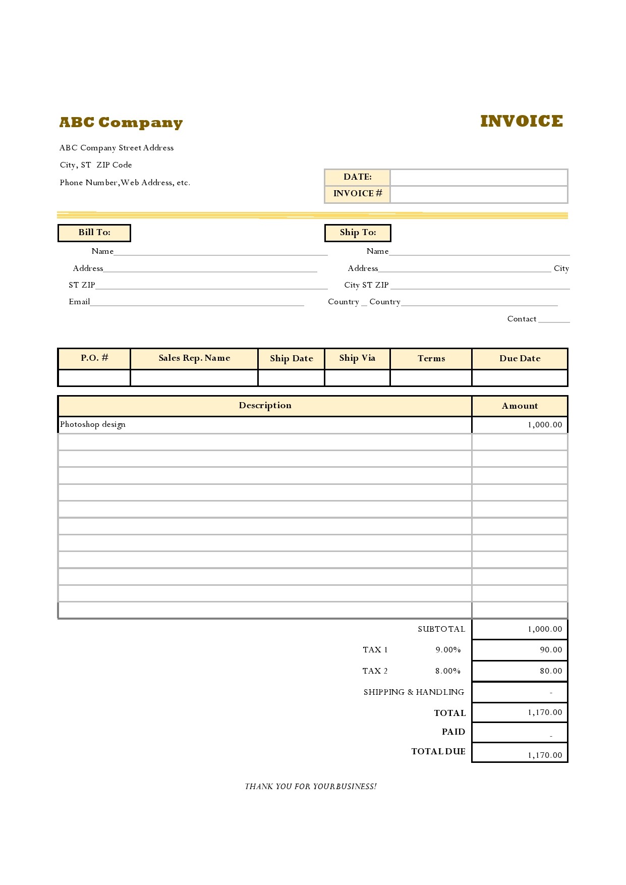 Basic Proof Of Purchase Receipt Template