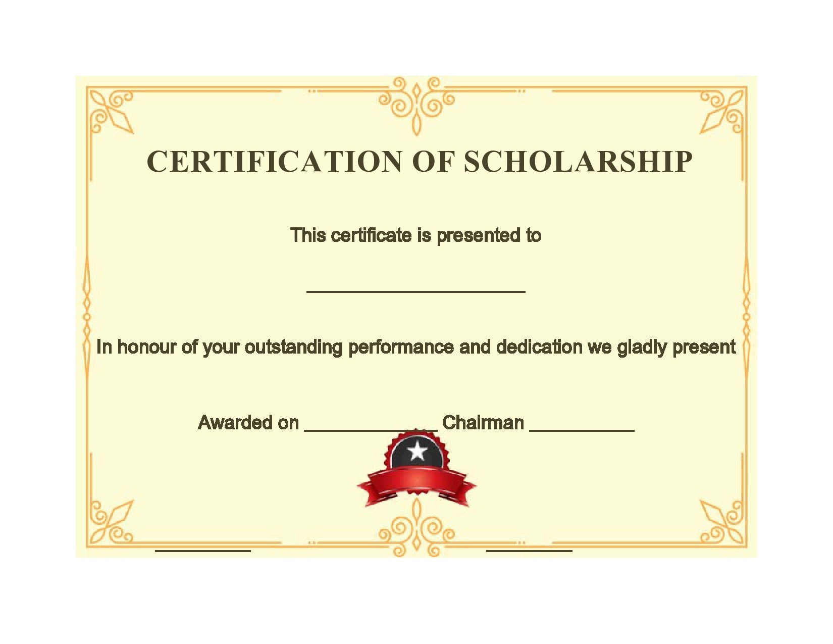 Free Scholarship Award Certificate Template