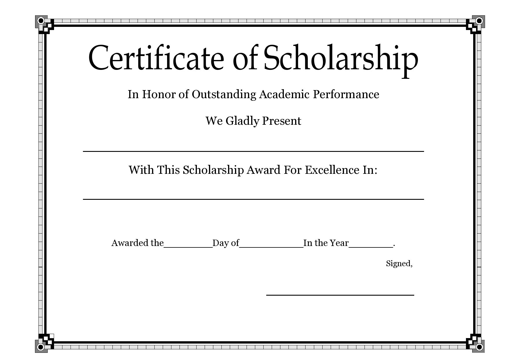 Printable Scholarship Award Certificate Template Printable Templates   Scholarship Certificate 02 