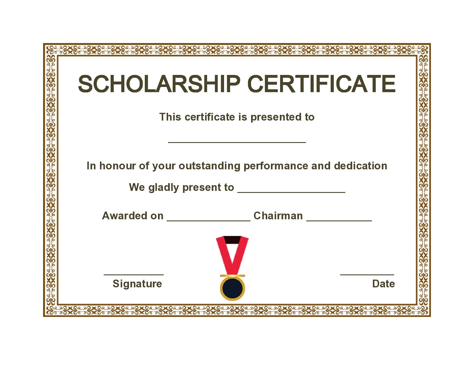 scholarship certificate templates free download