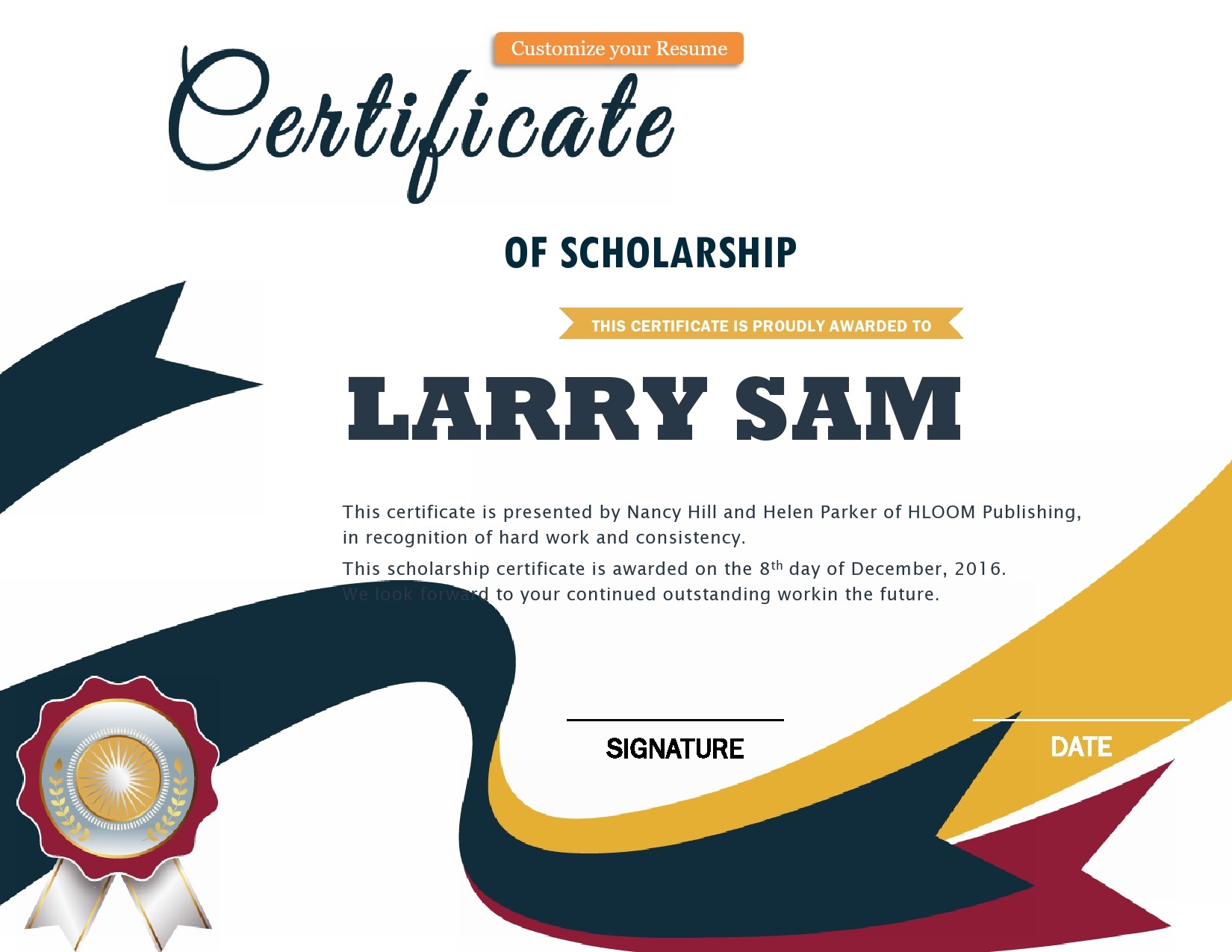 Free scholarship certificate 06