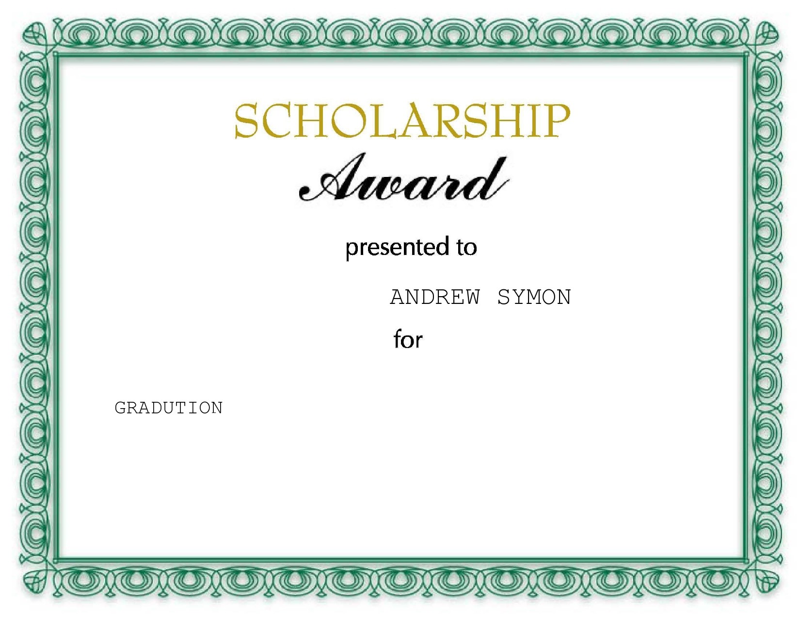 Editable Scholarship Certificate Template