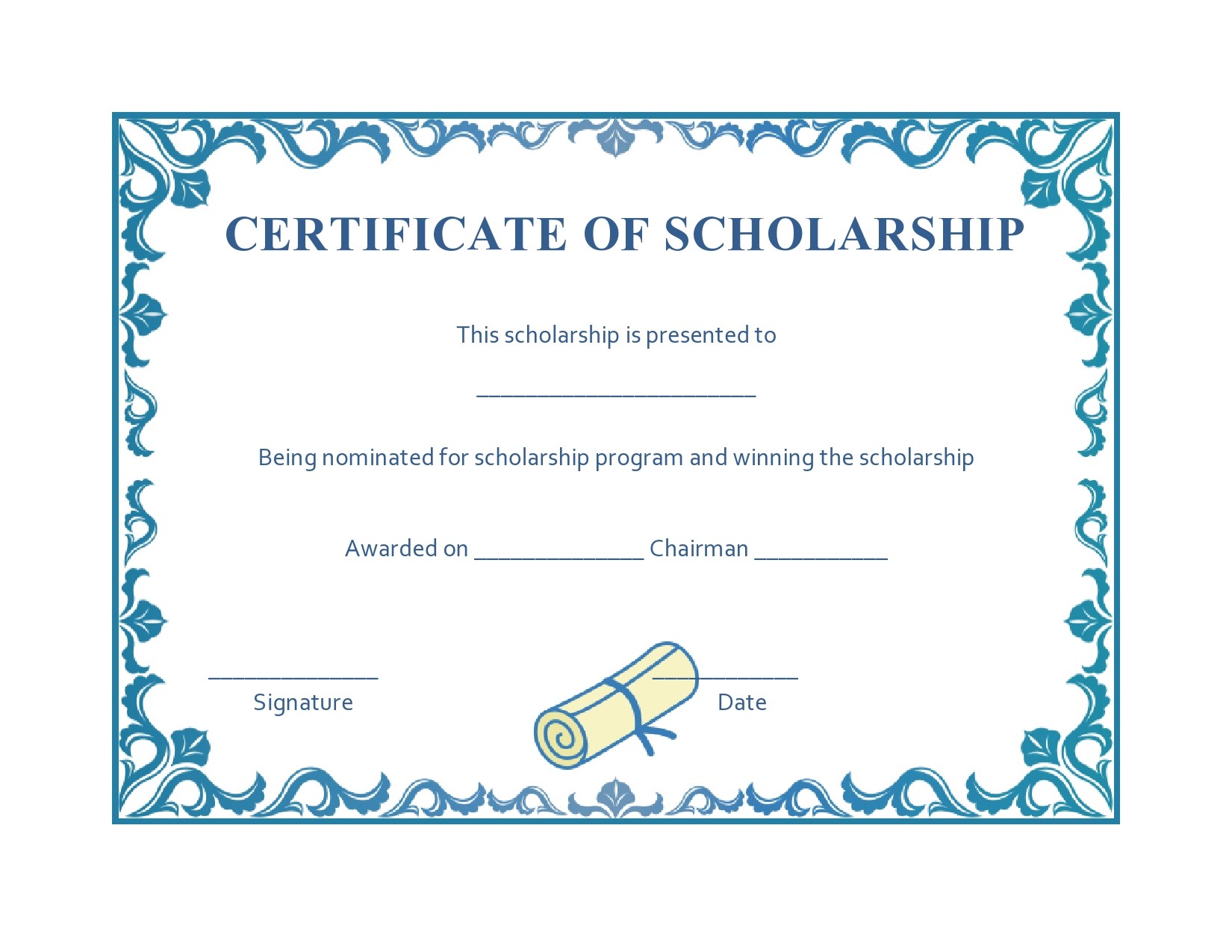 Scholarship Certificate Template Word