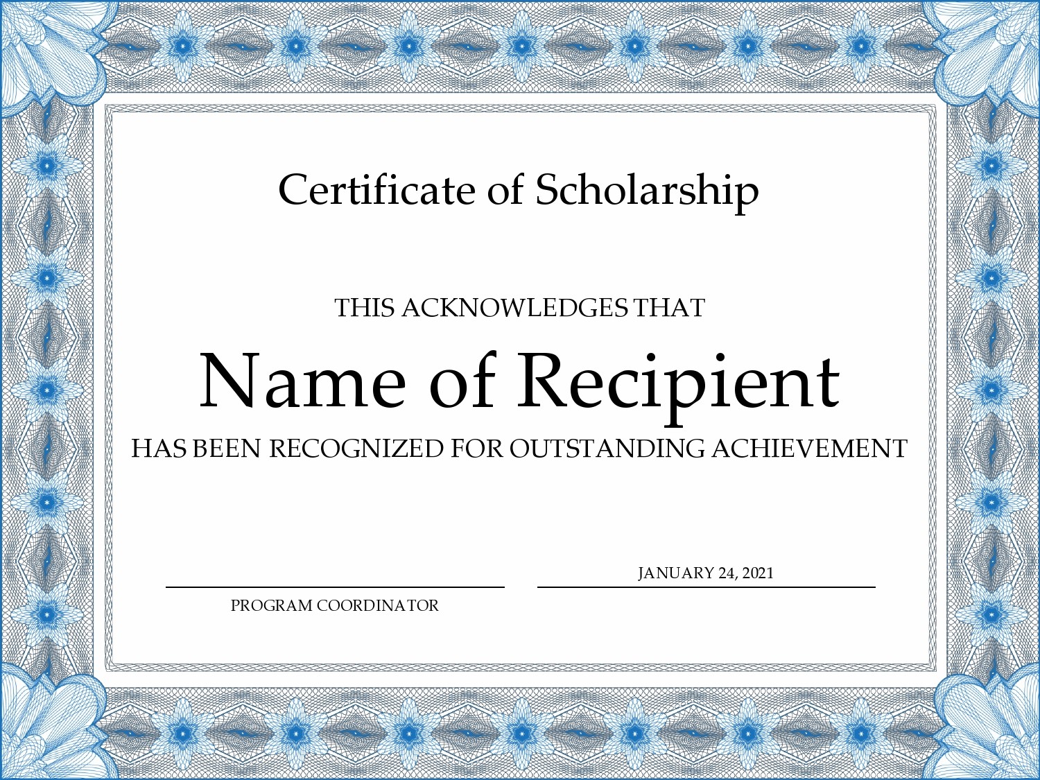 Printable Scholarship Award Certificate Template Printable Templates   Scholarship Certificate 20 