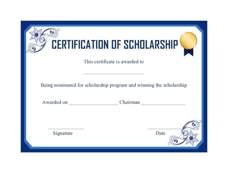 Free Printable Scholarship Certificates Printable Templates