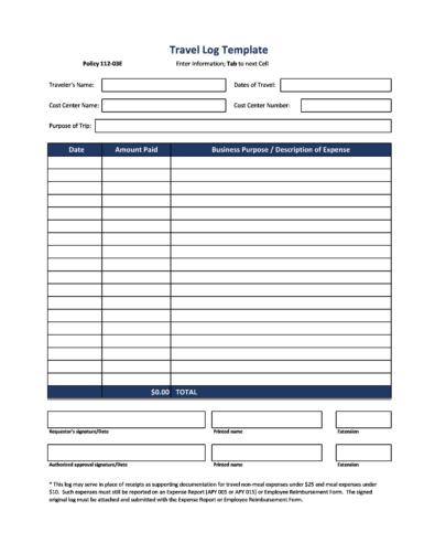 42 Useful Travel Log Templates (100% Free) ᐅ TemplateLab