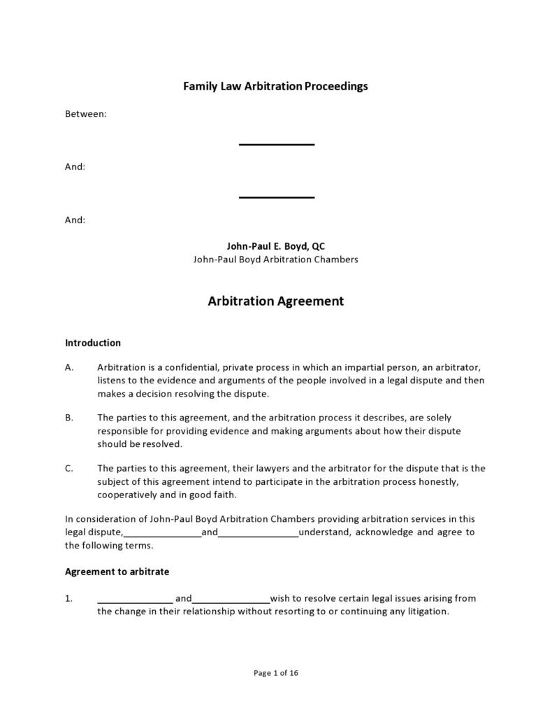 38 Best Arbitration Agreement Templates  Examples ᐅ TemplateLab