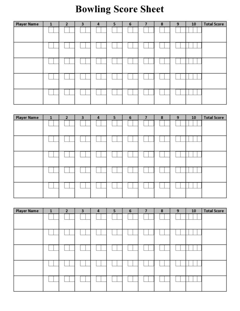 Printable Bowling Score Sheet Printable World Holiday