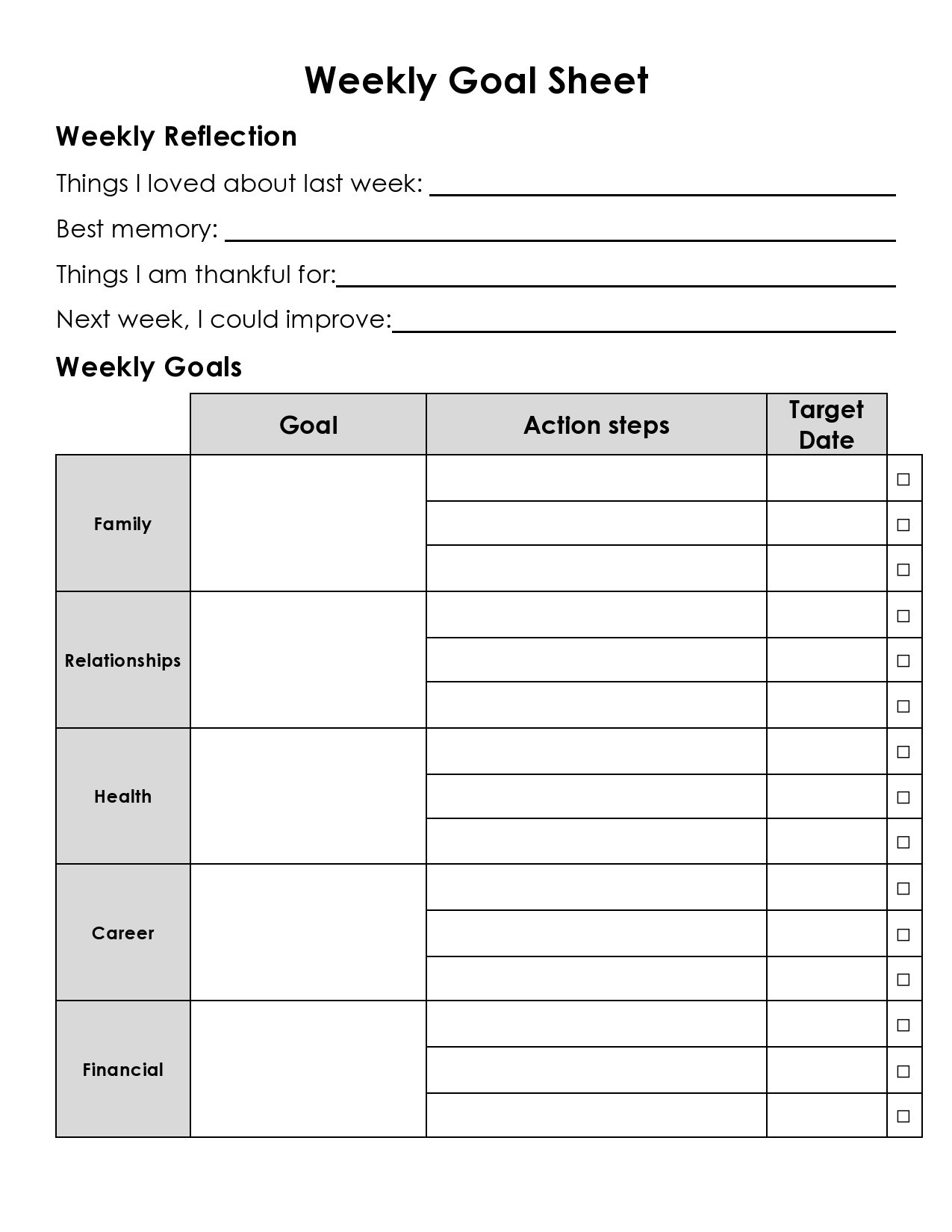 Free goal chart template 11