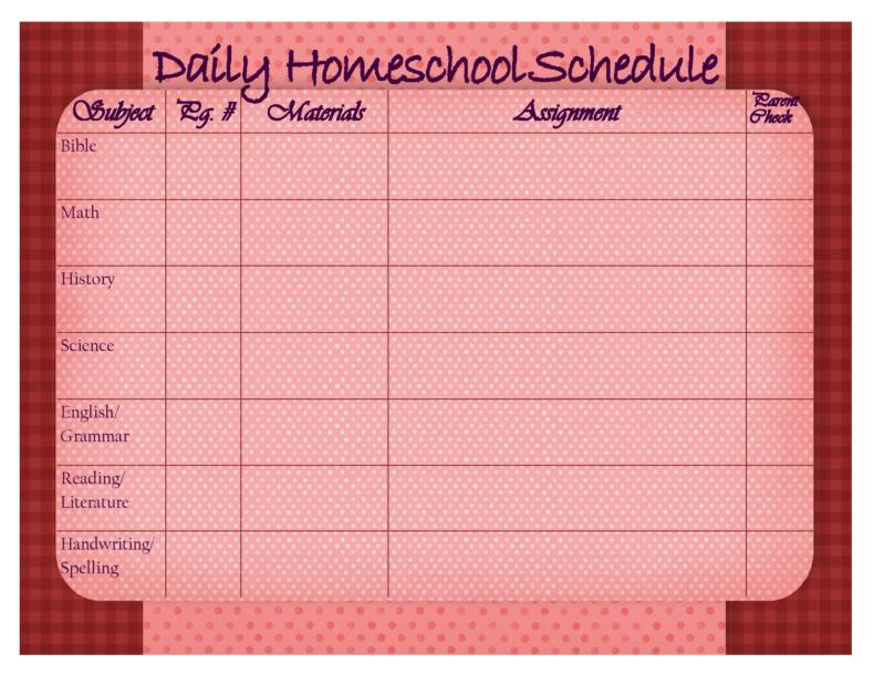35 editable homeschool schedule templates free 
