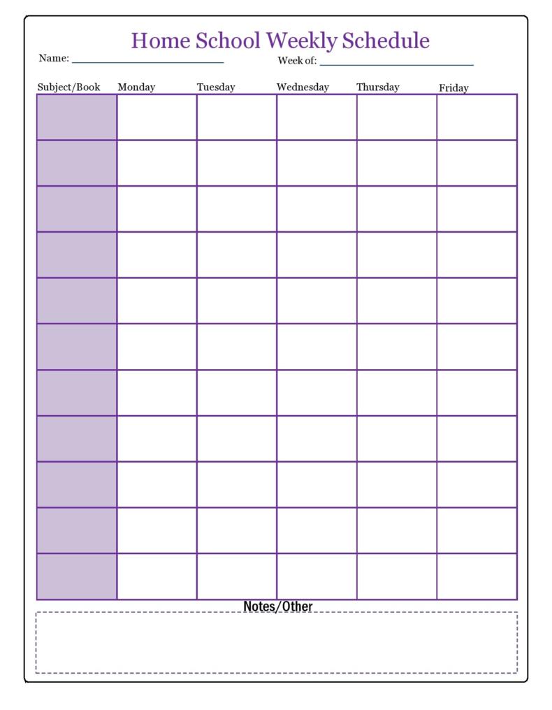 Weekly Homeschool Planner Printable Free Printable Worksheet