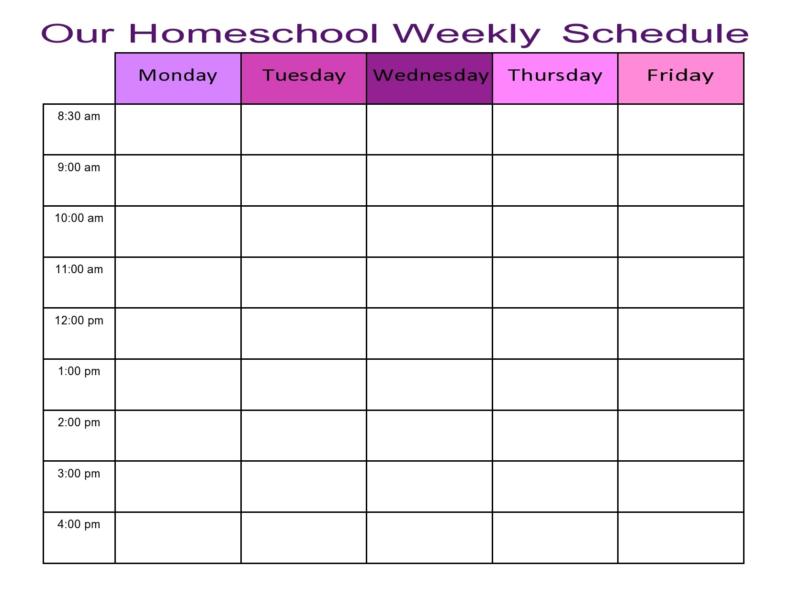 homeschool daily schedule template editable
