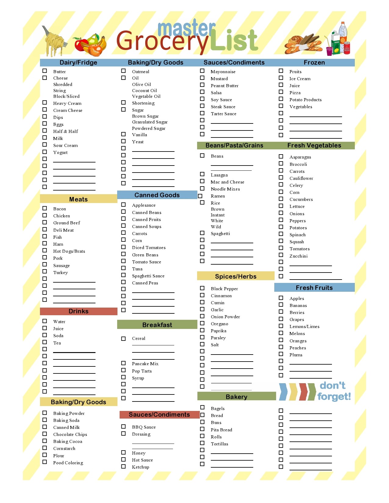 40+ Printable Grocery List Templates List) ᐅ TemplateLab