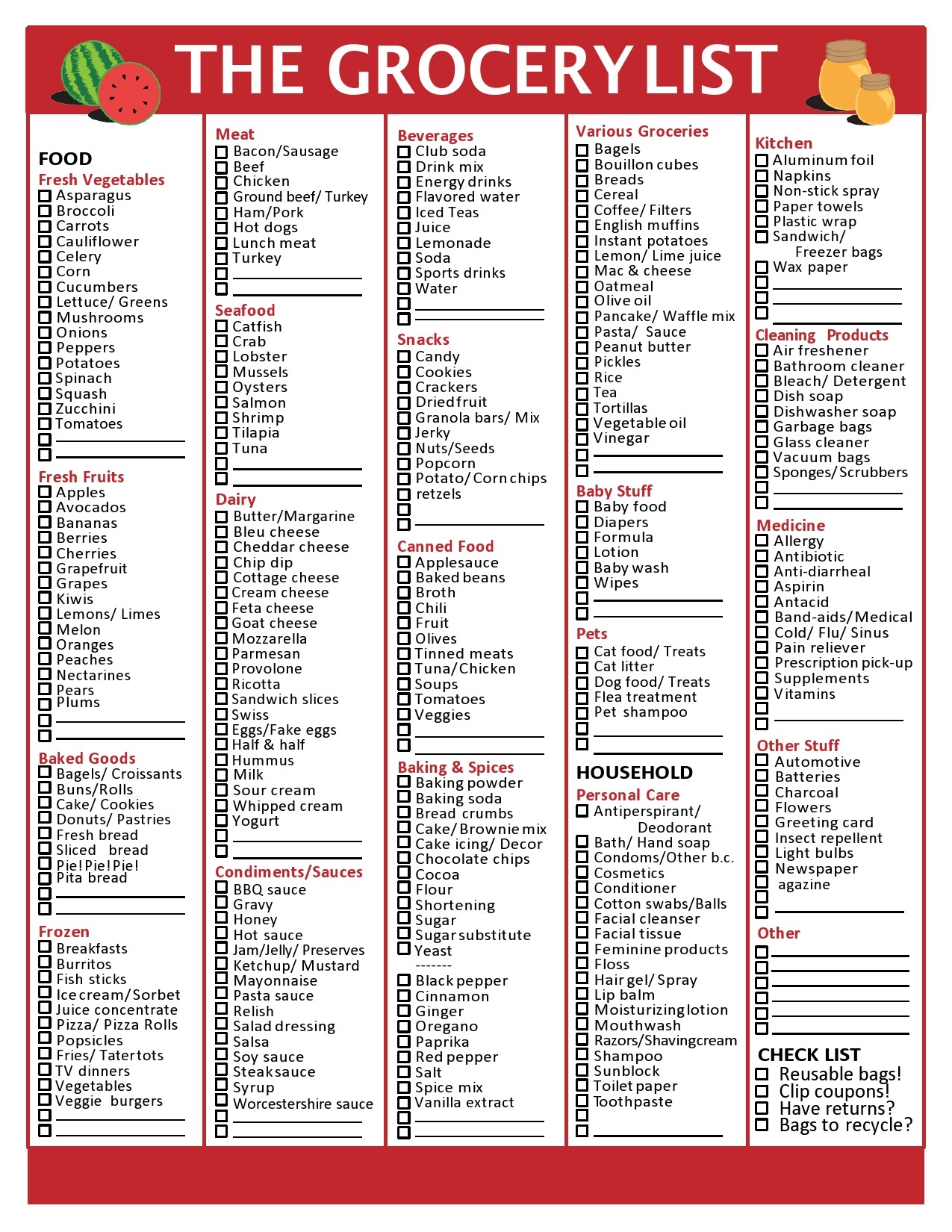 40 Best Master Grocery List Templates Printable ᐅ Templatelab