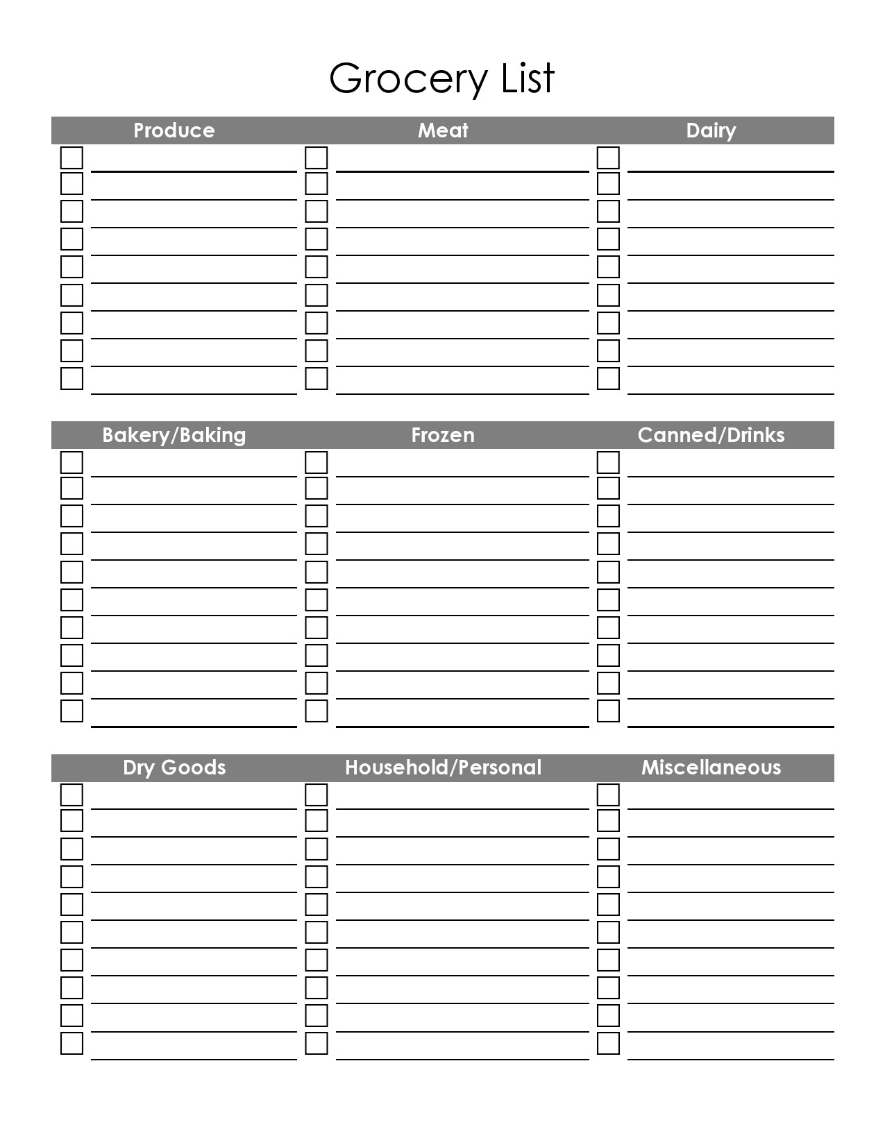 Free master grocery list 11