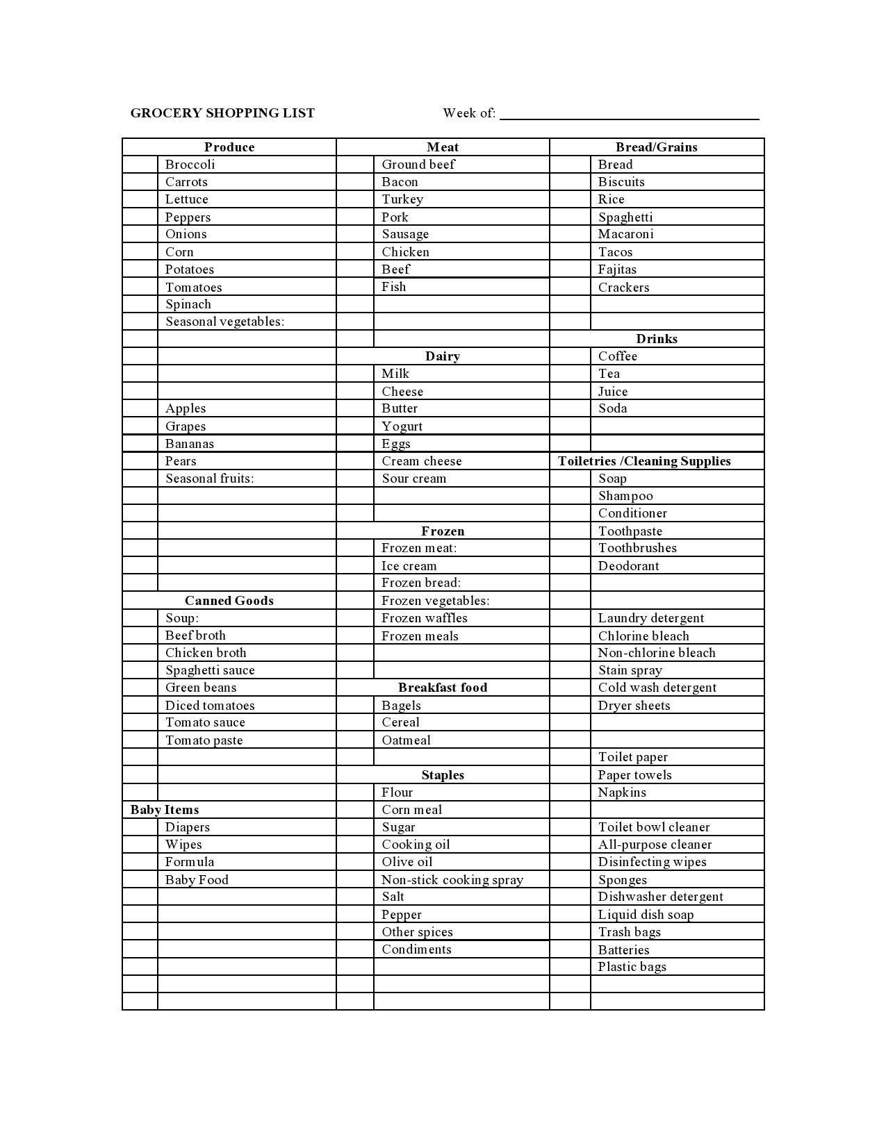 Free master grocery list 35