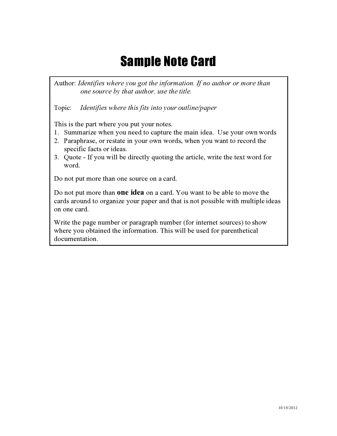 Free note card template 27