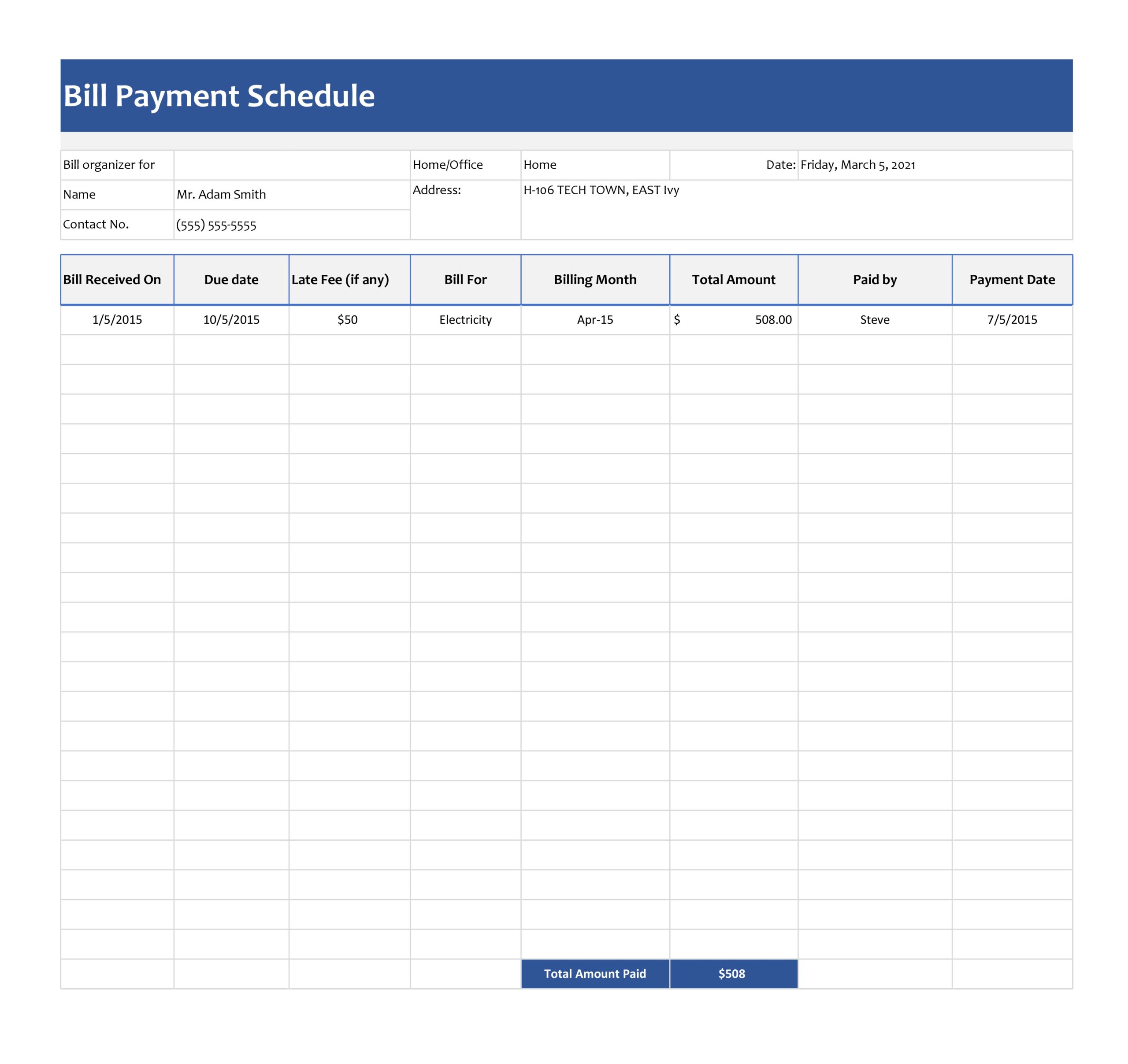 Free payment schedule template 03