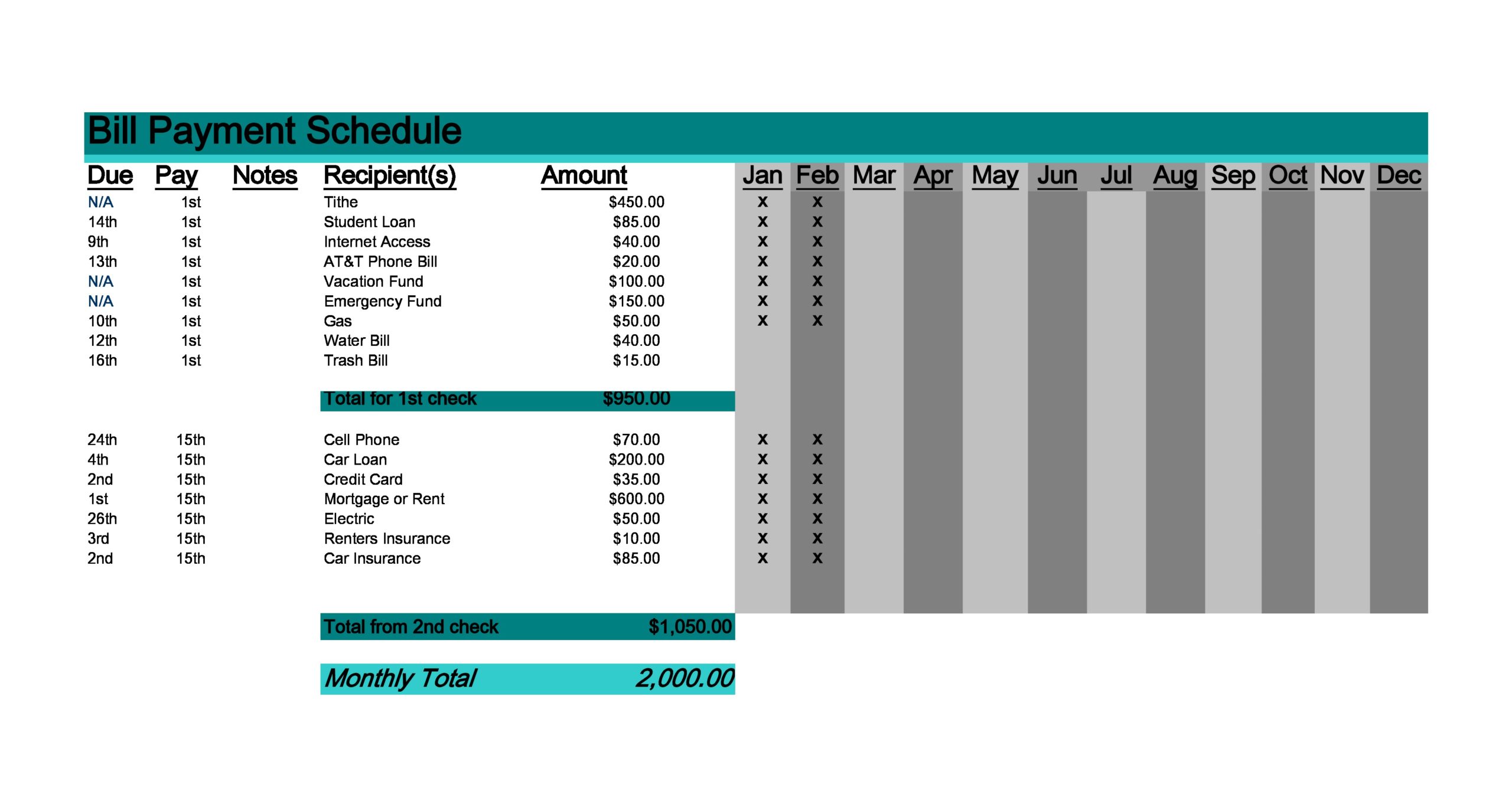 Free payment schedule template 06