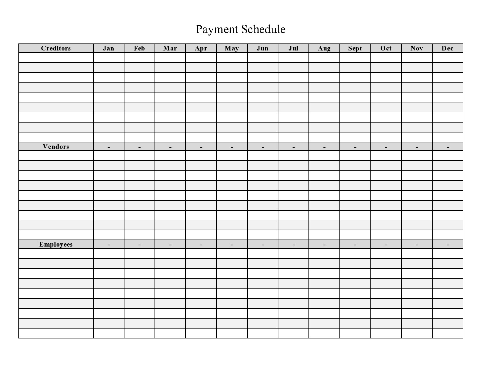 Free payment schedule template 11