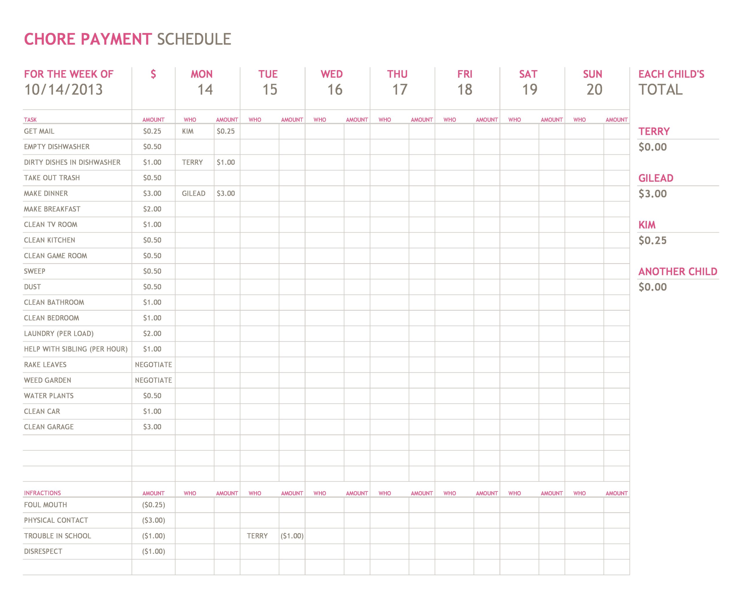 Free payment schedule template 14