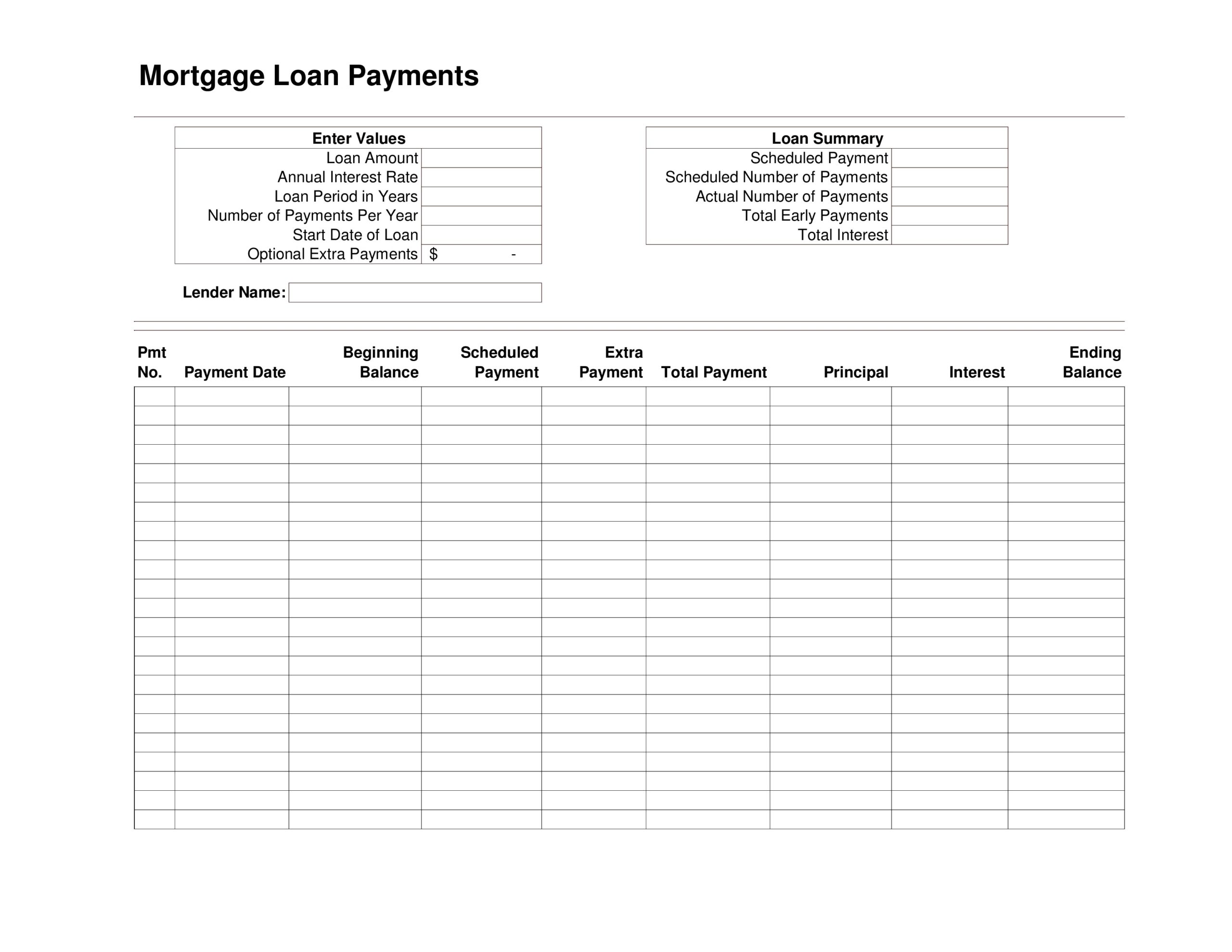 Printable Payment Schedule Template