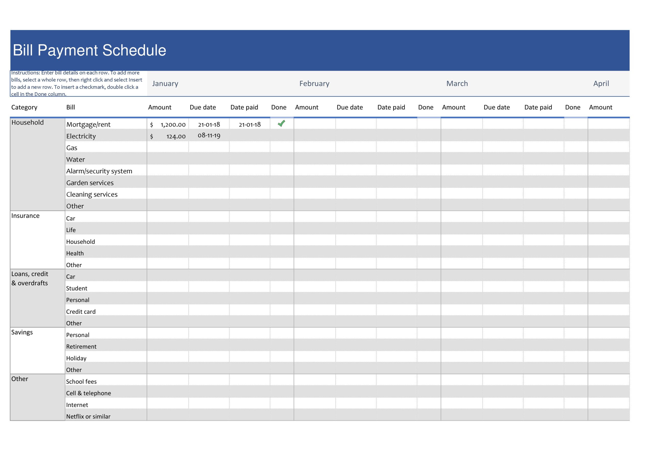 Free payment schedule template 28