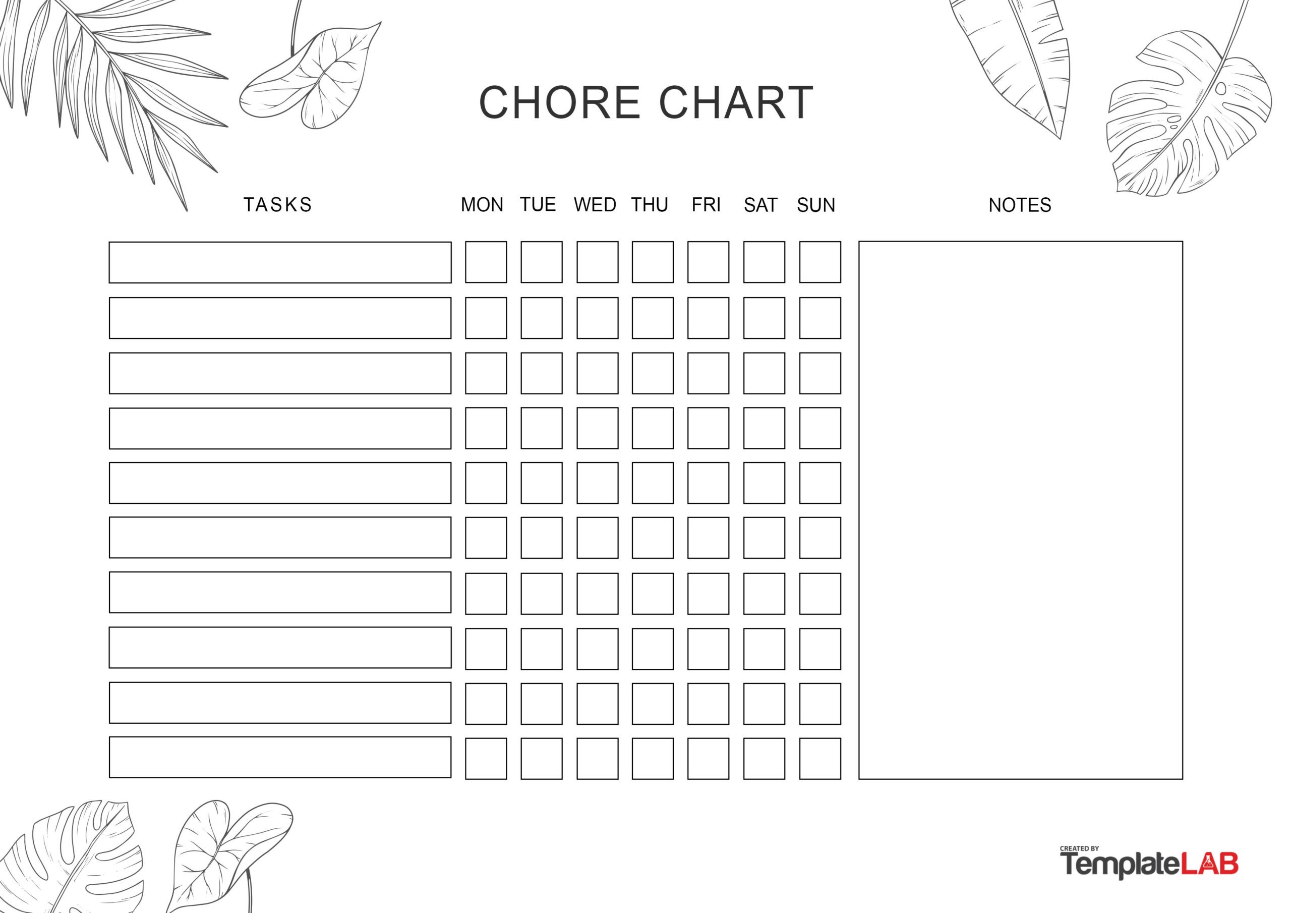 23 FREE Chore Chart Templates For Kids TemplateLab