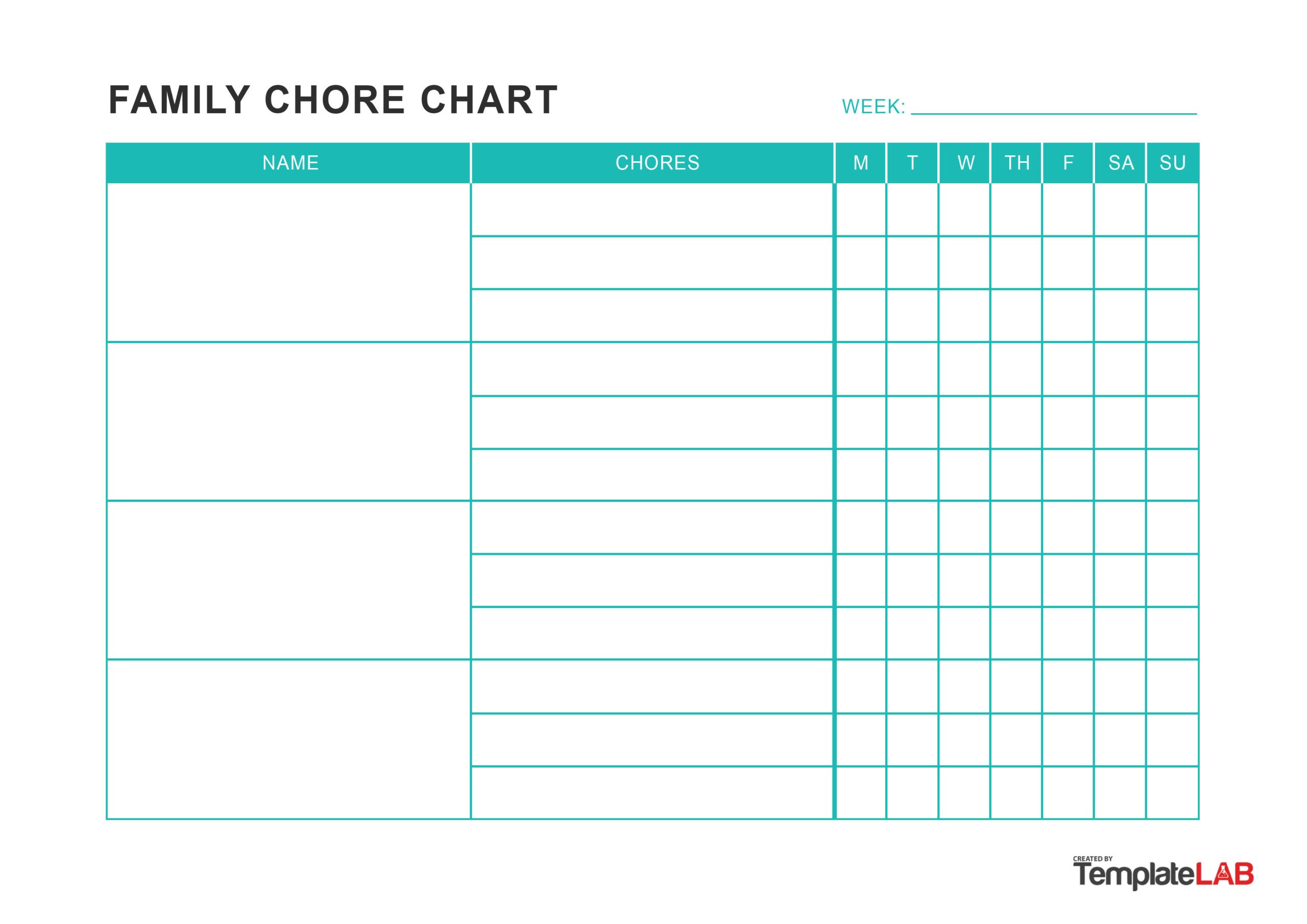 Fillable Chore Chart Template Free
