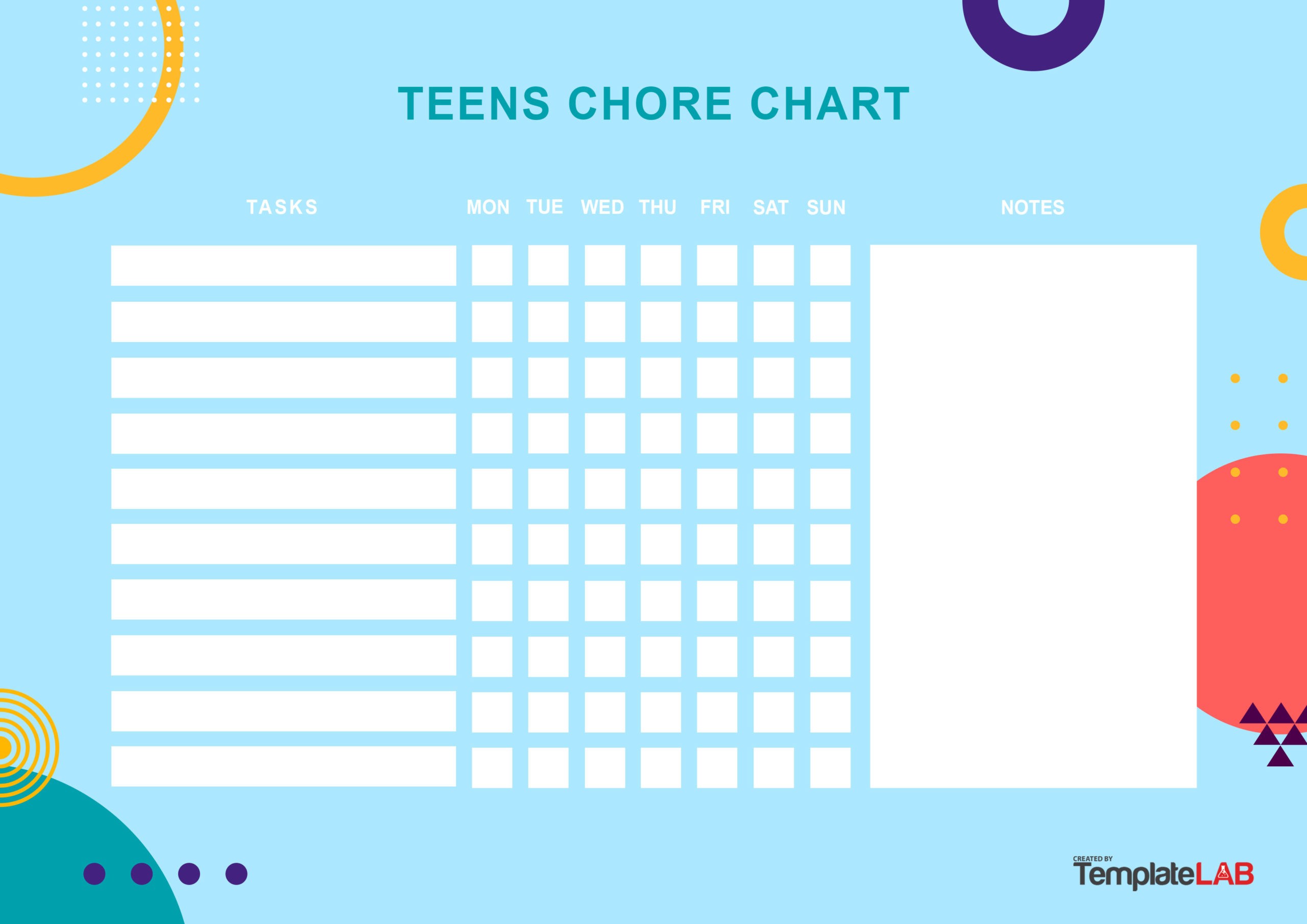 Free Teens Chore Chart