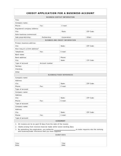48 Blank Business Credit Application Templates (100% FREE)