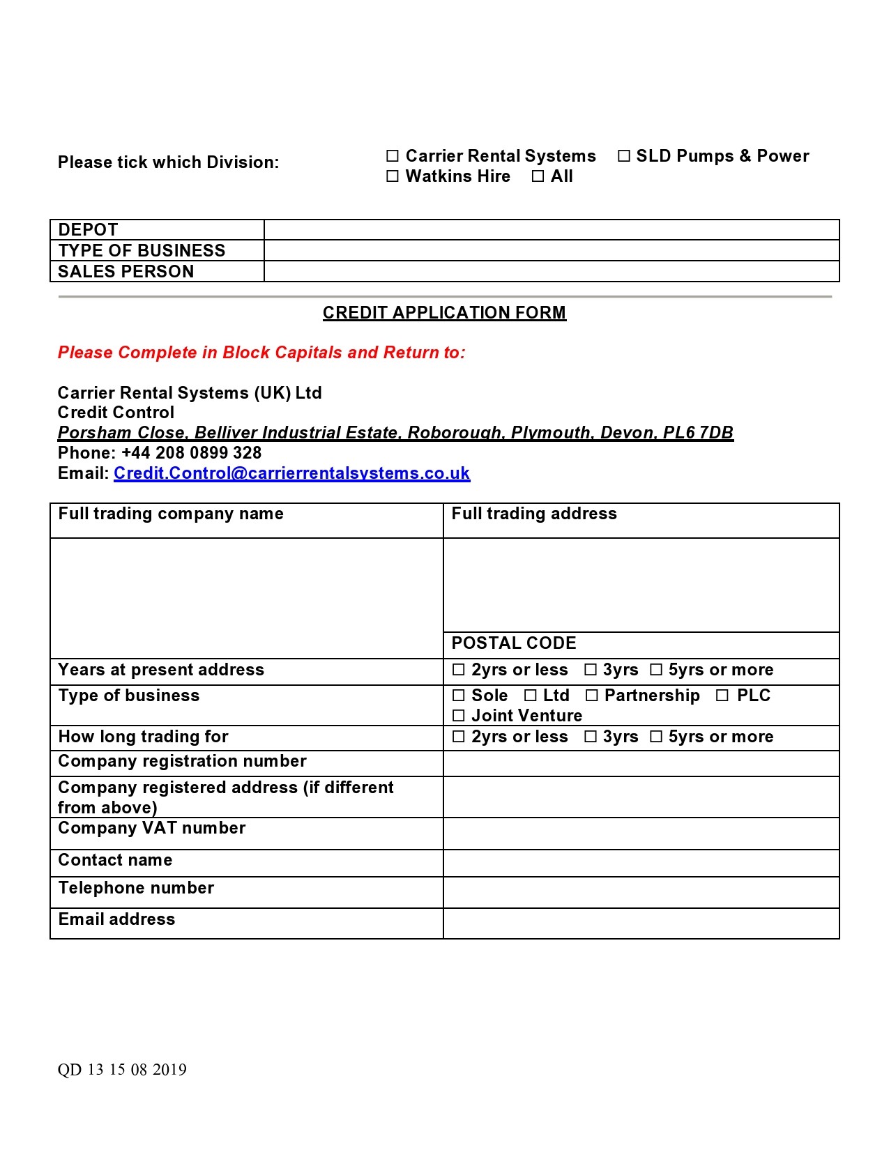 Free business credit application 16