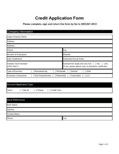 48 Blank Business Credit Application Templates (100% FREE)