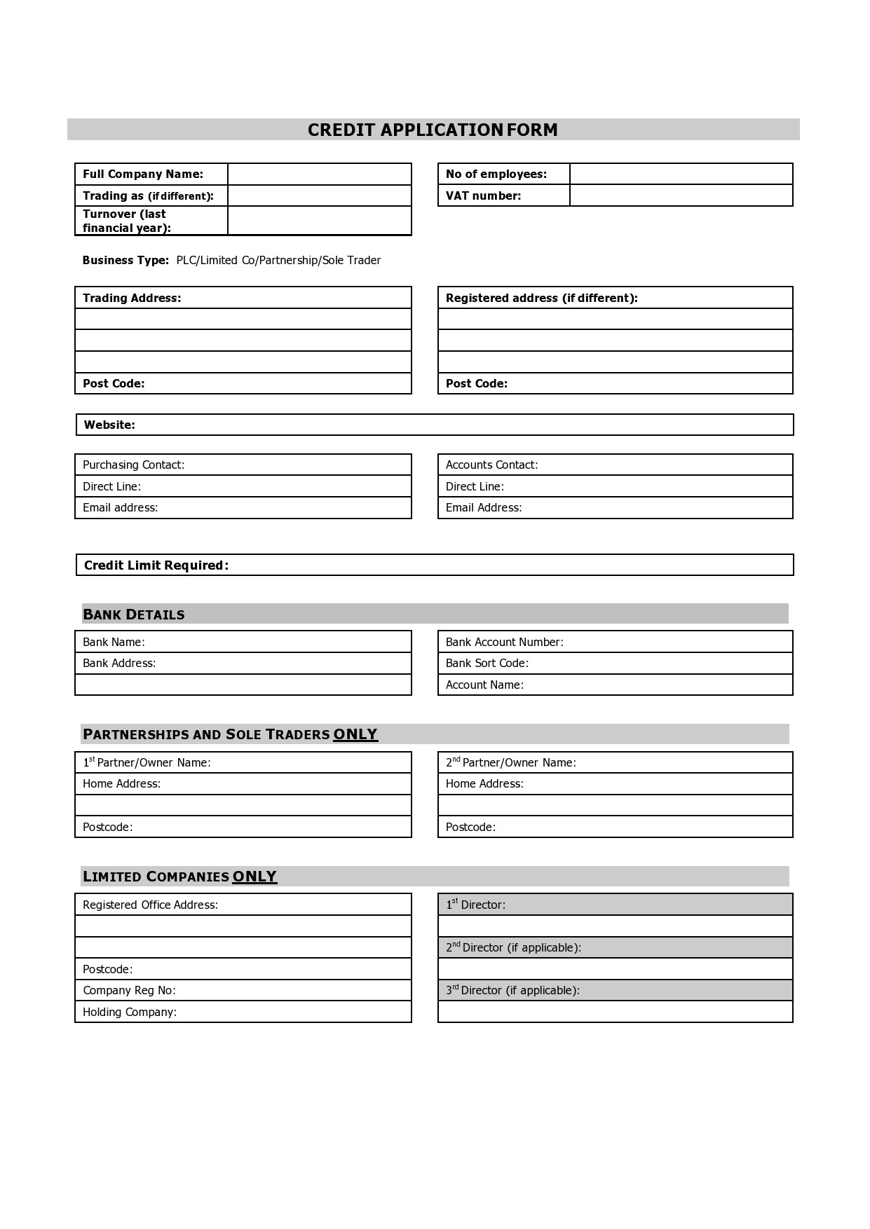 Free business credit application 42