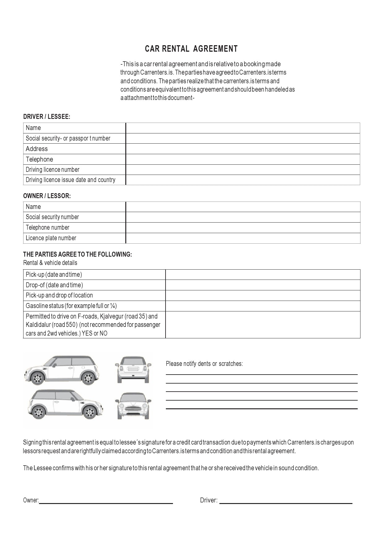 Free car rental agreement 13